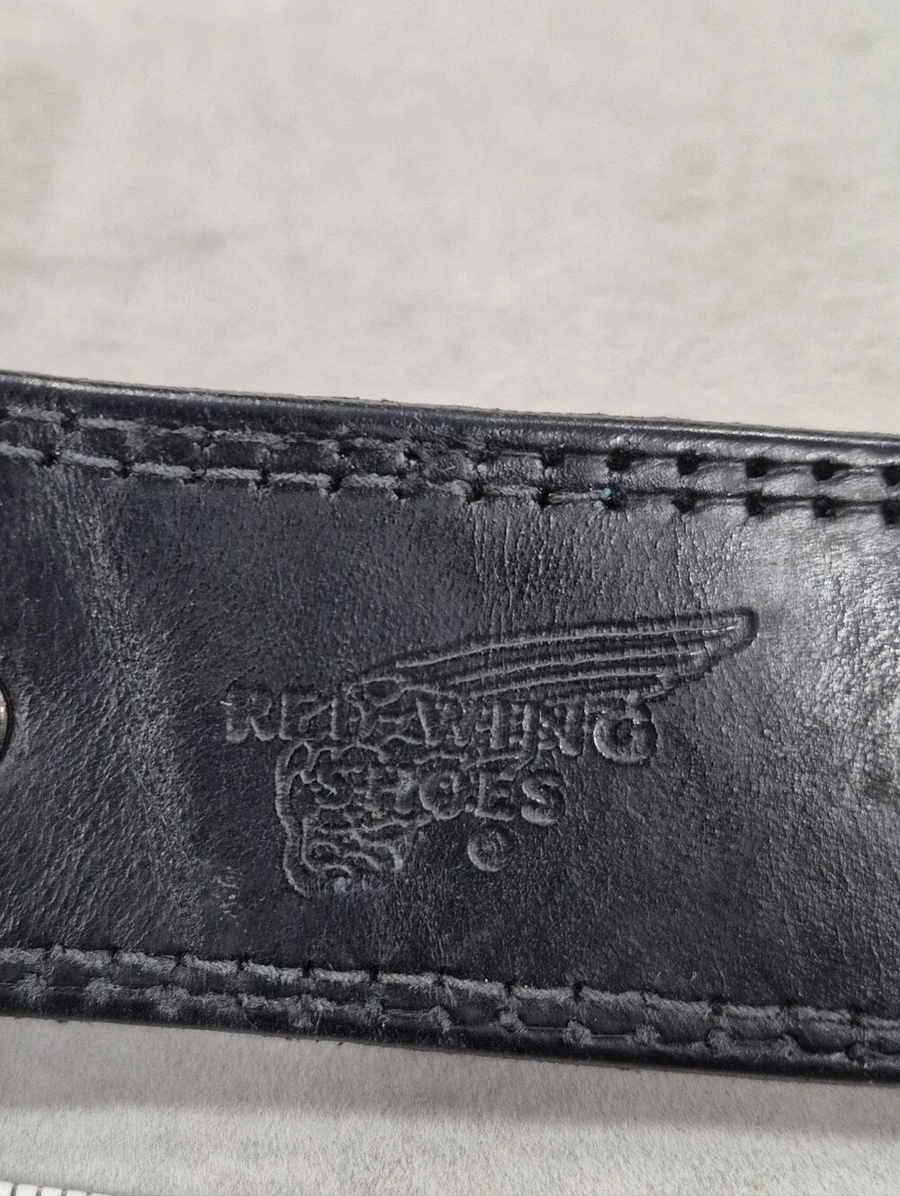 Red Wing Shoes belt men's 32 black leather solid brass silver buckle